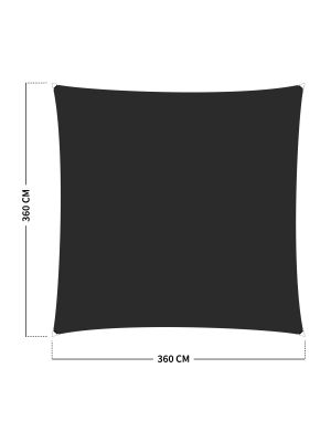 Schaduwdoek 320 Gr/m² -  3.60 x 3.60 M - Zwart